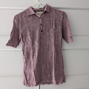Misha and Puff Cotton Lace polo in lilac